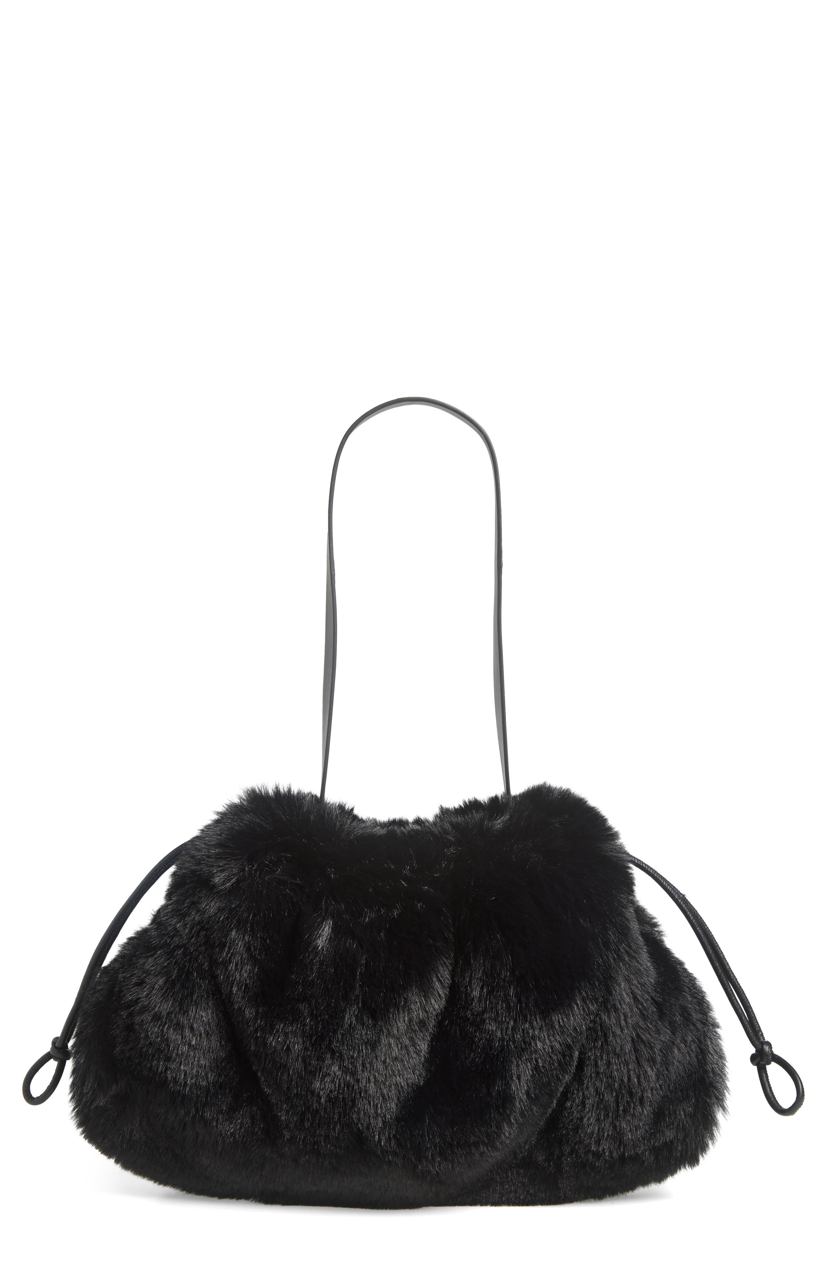 COS Faux Fur Clutch, Main, color, 