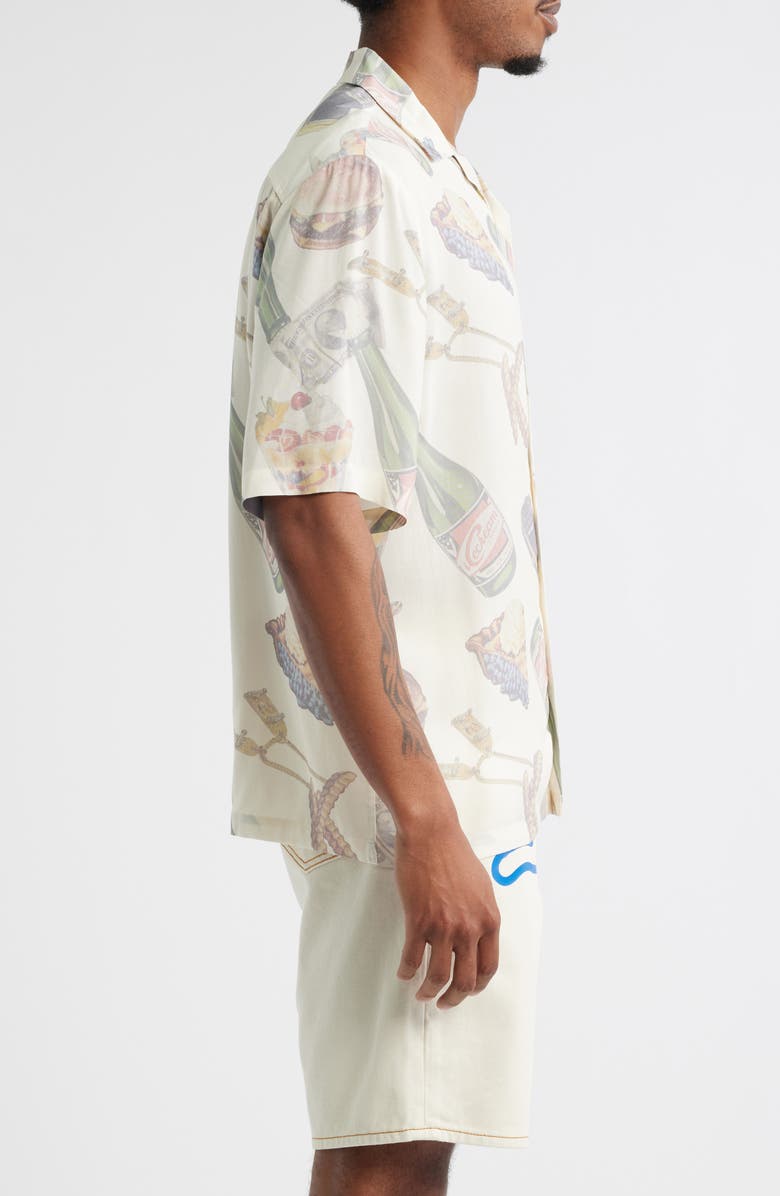 ICECREAM Lavish Snack Print Camp Shirt, Alternate, color, Whisper White