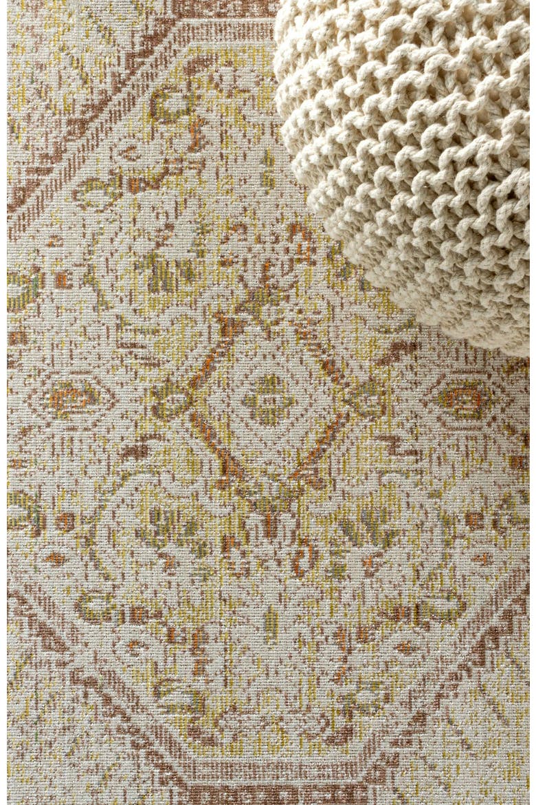 Khilana Floral Medallion Chambray Area Rug, Alternate, color, Ivory