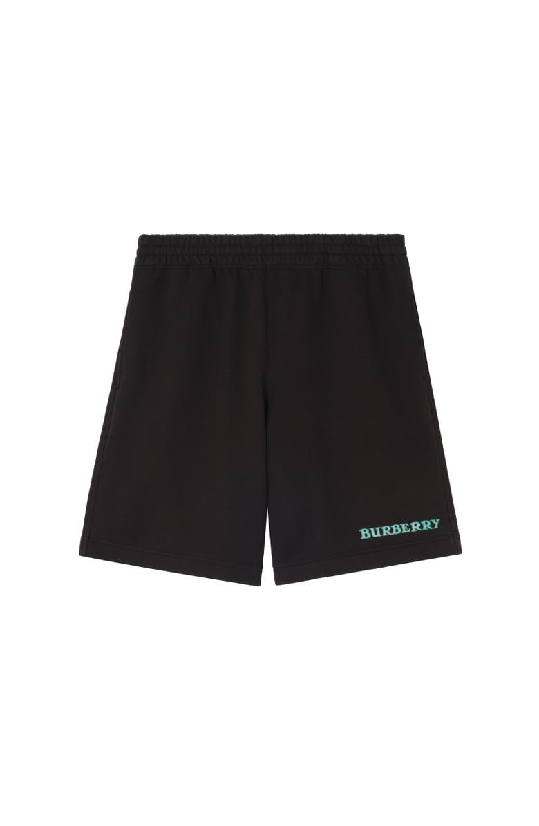 Burberry Logo Cotton Shorts, Alternate, color, Black