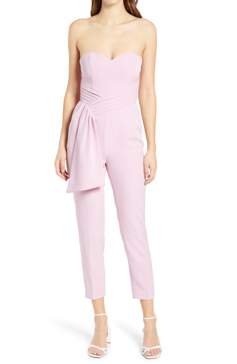Lavish Alice Strapless Pleat & Ruffle Jumpsuit, Main, color,