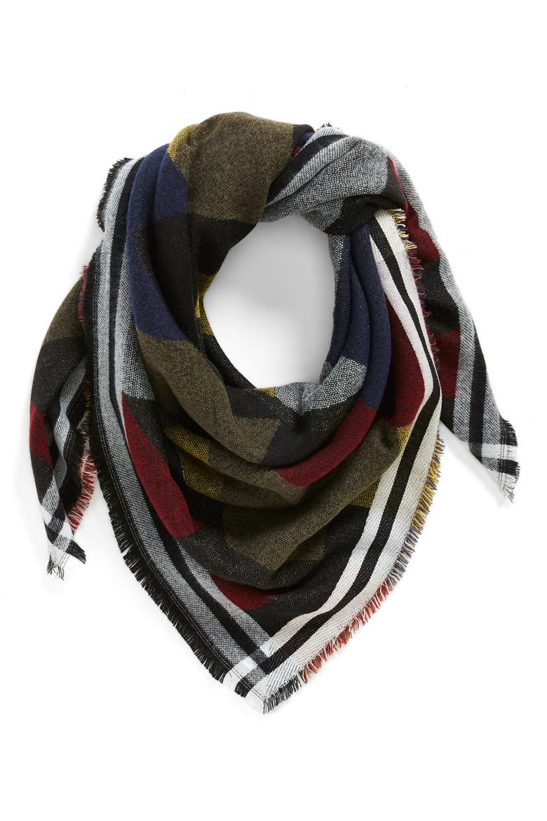 Colorblock Blanket Scarf, Main, color, NAVY MULTI