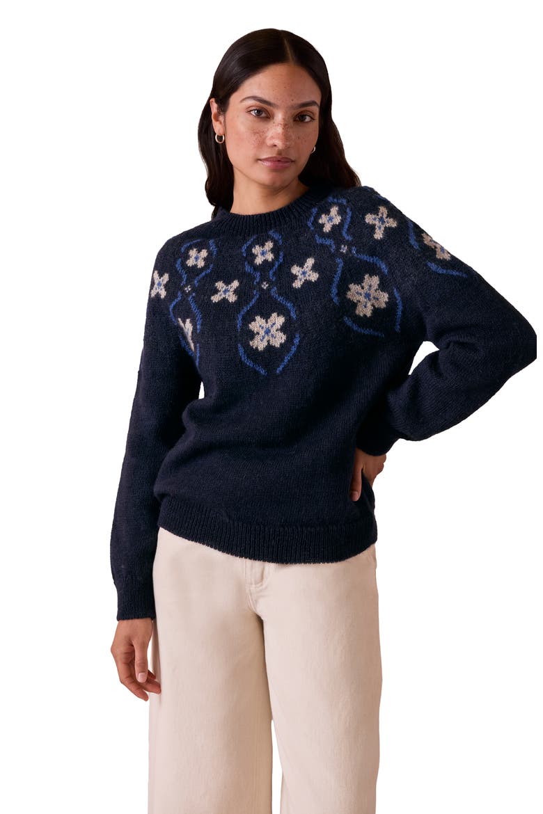 British Wool Abstract Sweater, Main, color, Navy