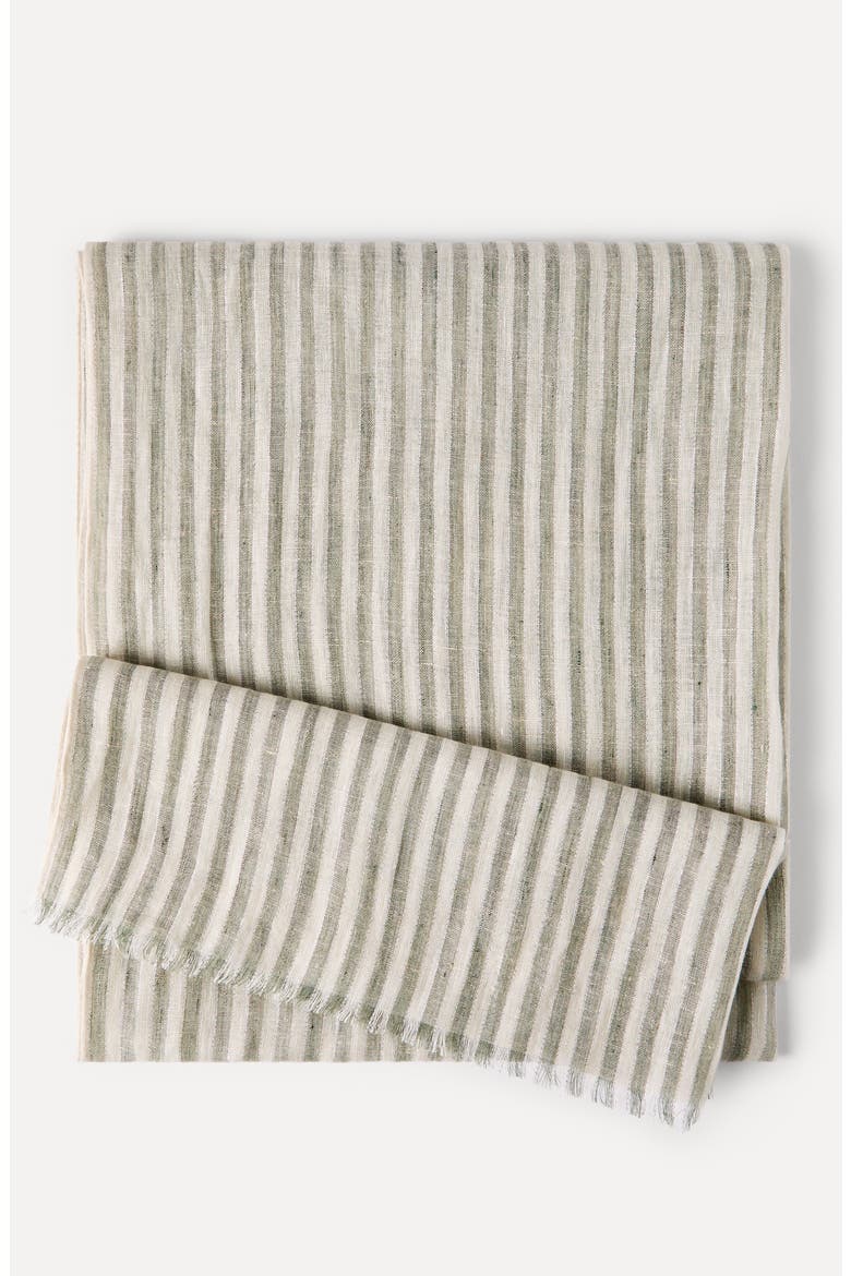 Sparkling striped linen scarf, Alternate, color, Green