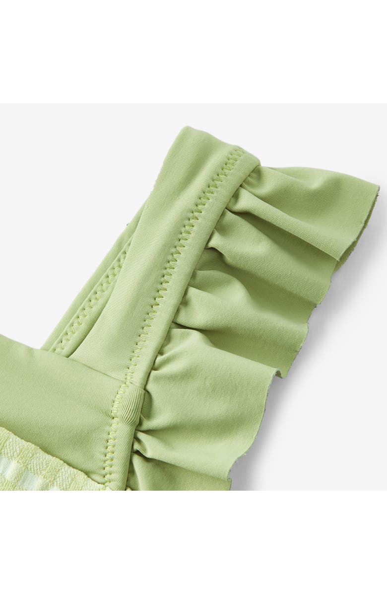 Milkbarn Ruffle Square Neck Swimsuit, Alternate, color, Green Gingham