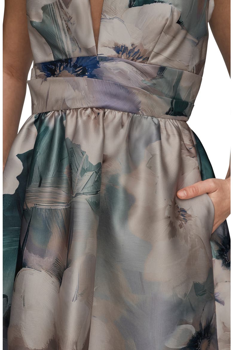 Floral Plunge Neck Ball Gown, Alternate, color, LAUREL MULTI