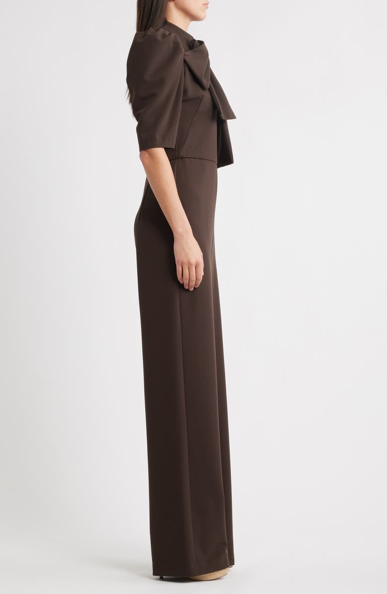Black Halo Ara Tie Neck Puff Sleeve Jumpsuit, Alternate, color, Espresso