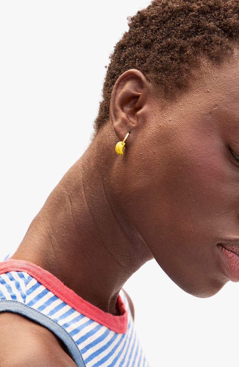 Clare V. La Banane Huggie Earrings, Alternate, color, Yellow