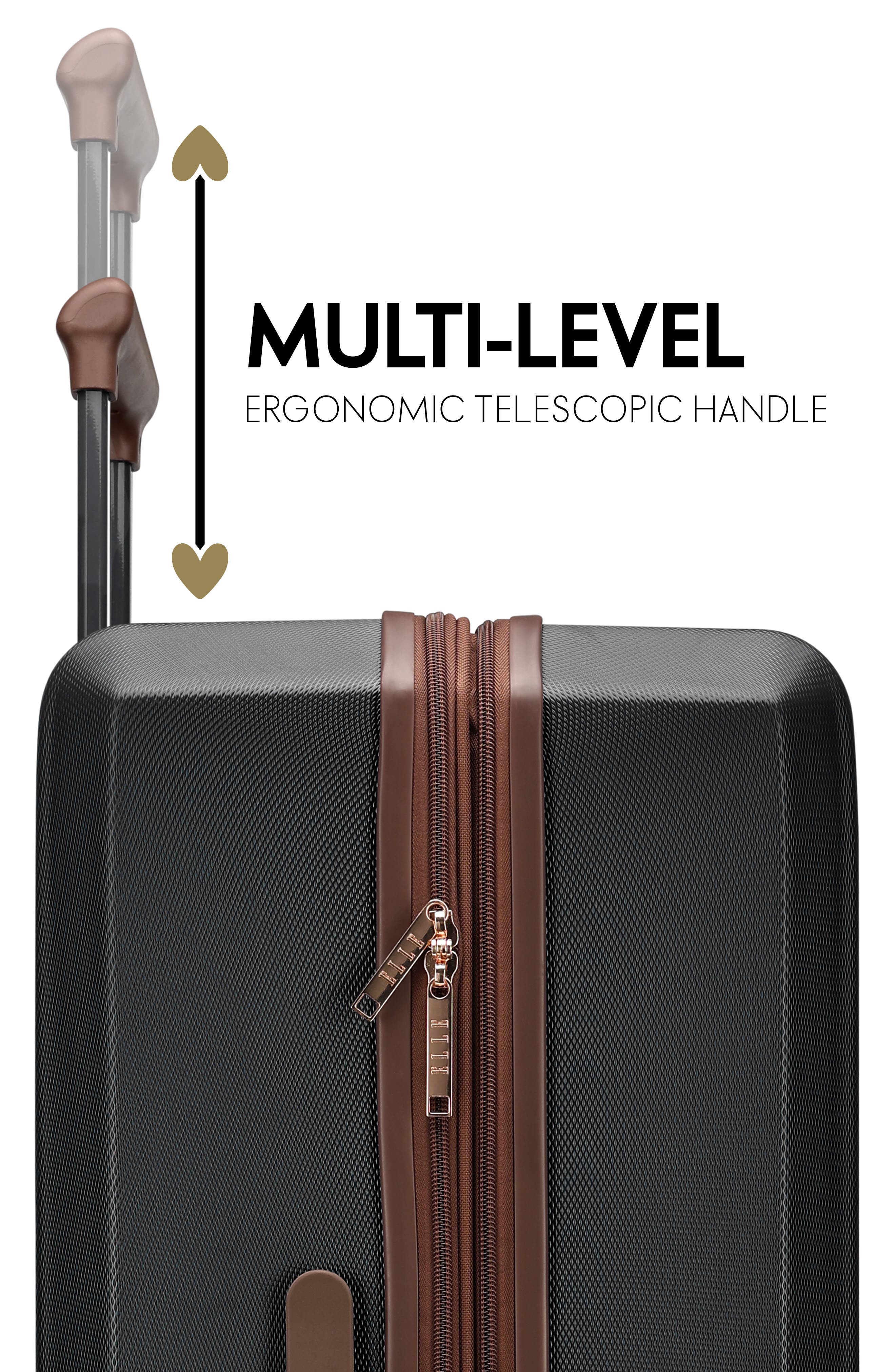 ELLE Luxe Journey 3 Piece Expandable Retro Spinner Luggage Set, Alternate, color, 