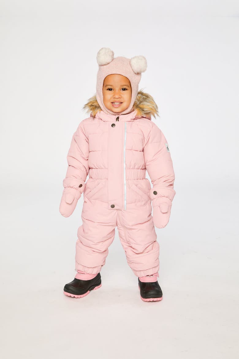 Fleece-Lined Waterproof One Piece Snowsuit, Alternate, color, Pale Dusty Pink