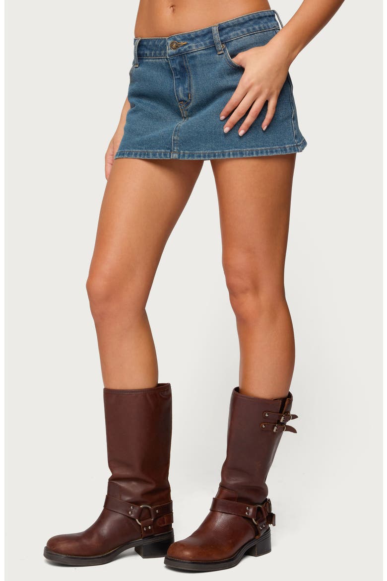 Josiee Low Rise Denim Miniskirt, Alternate, color, BLUE-WASHED