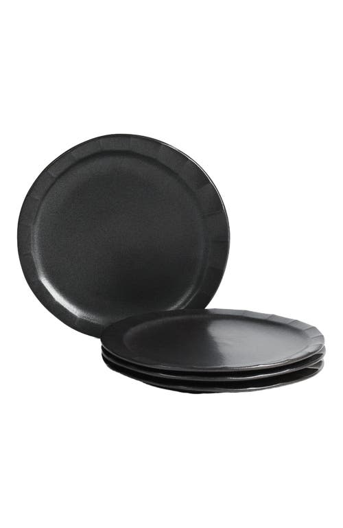 Stone Lain Oasis Stoneware 4-piece Dinner Plate Set In Black