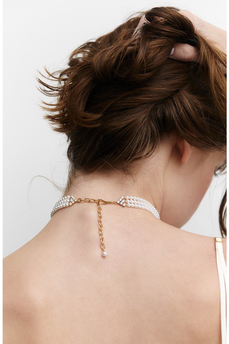 Madrid Faux Pearl Choker Necklace, Alternate, color, GOLD