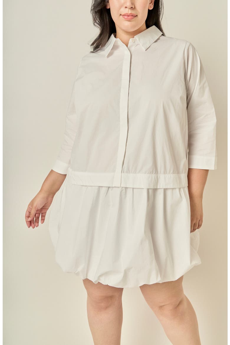 Bubble Hem Cotton Shirtdress, Alternate, color, WHITE