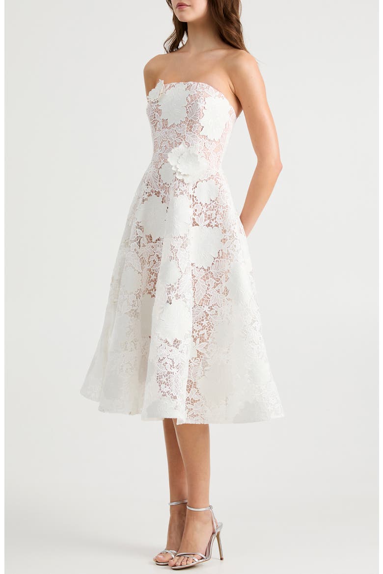 Cassandra Strapless Guipure Lace Dress, Alternate, color, OFF WHITE