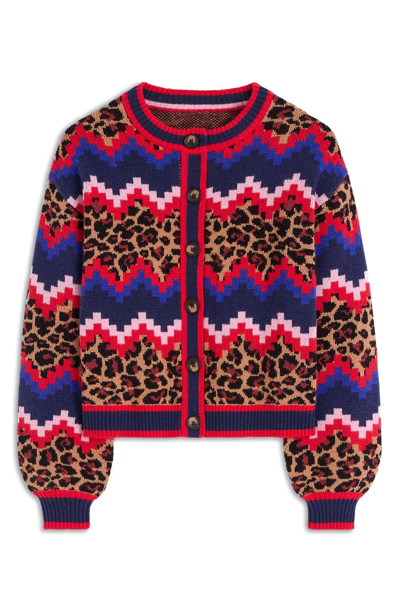 Boden Abi Mixed Print Jacquard Cardigan, Alternate, color,