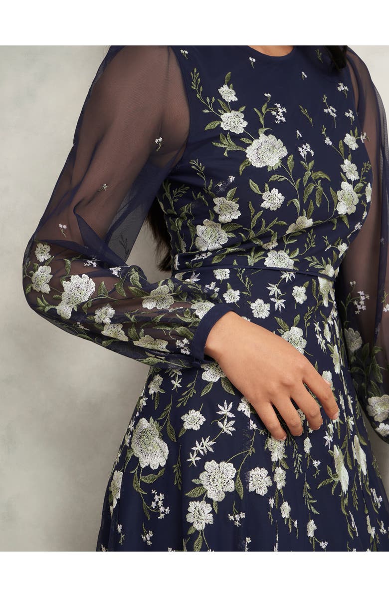 HOBBS LONDON Lois Embroidered Dress, Alternate, color, Midnight Yellow