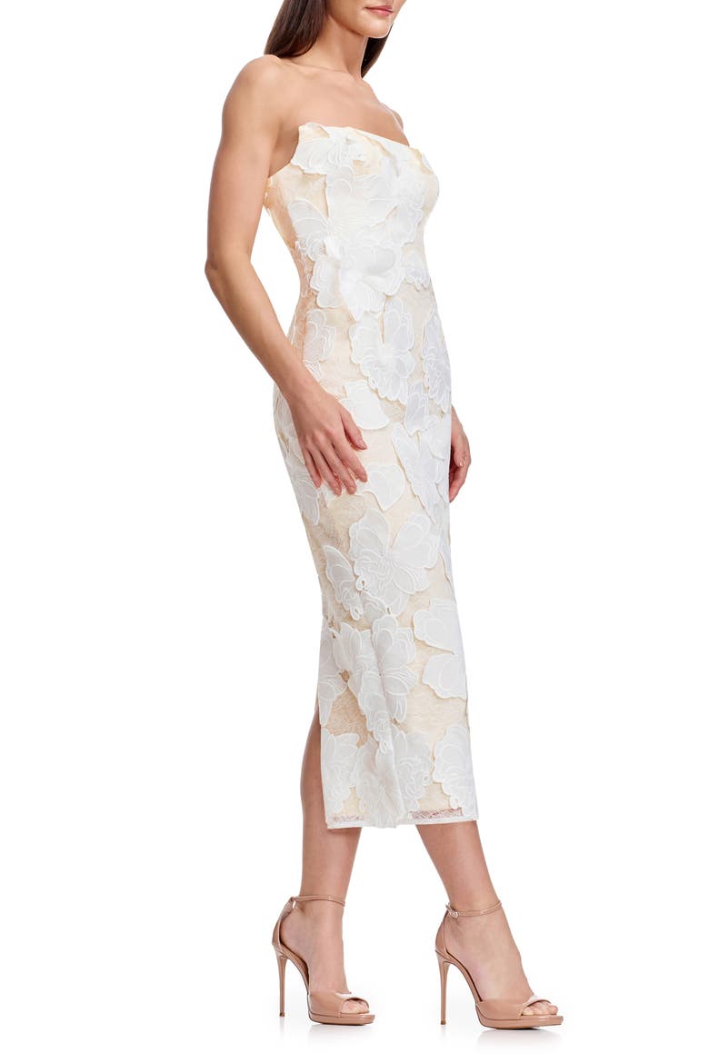 Cosette Strapless Lace Corset Cocktail Dress, Alternate, color, WHITE MULTI