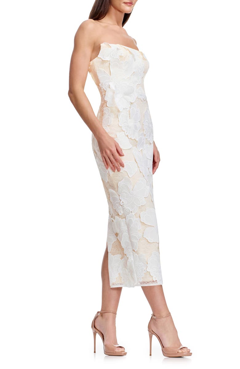 Dress the Population Cosette Strapless Lace Corset Cocktail Dress, Alternate, color, White Multi