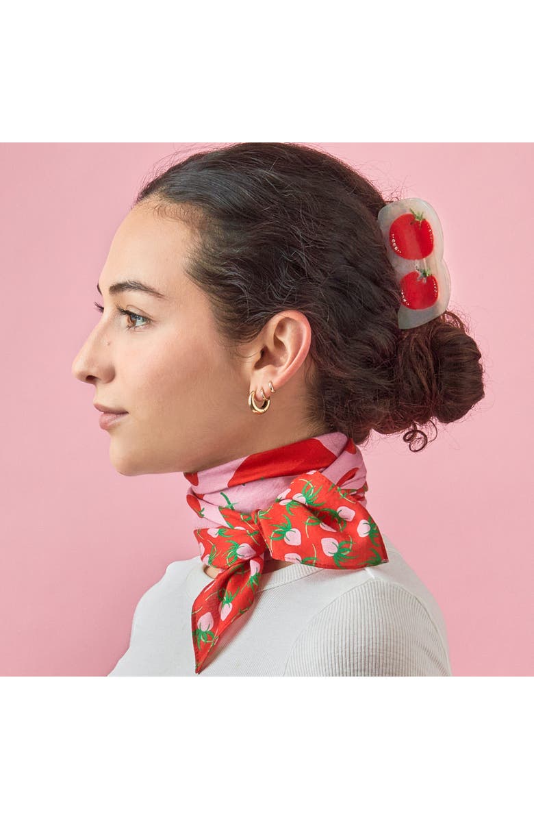 Centinelle Tomatoes Cotton Silk Bandana, Alternate, color, Red