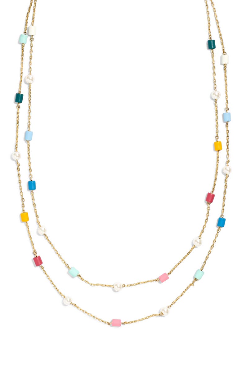 Madewell Beaded Imitation Pearl Layered Necklace, Main, color,