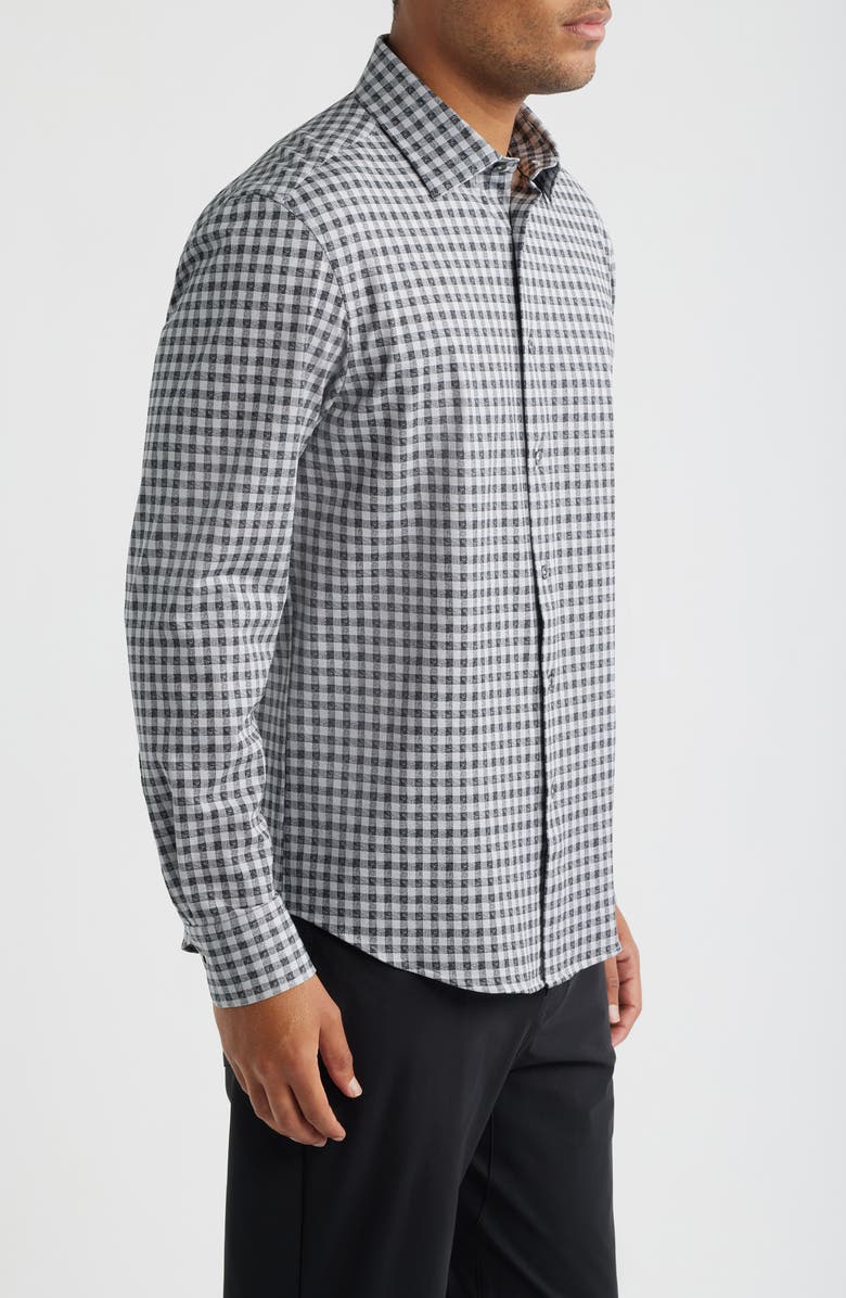 Bugatchi James OoohCotton<sup>®</sup> Gingham Check Button-Up Shirt, Alternate, color, Platinum