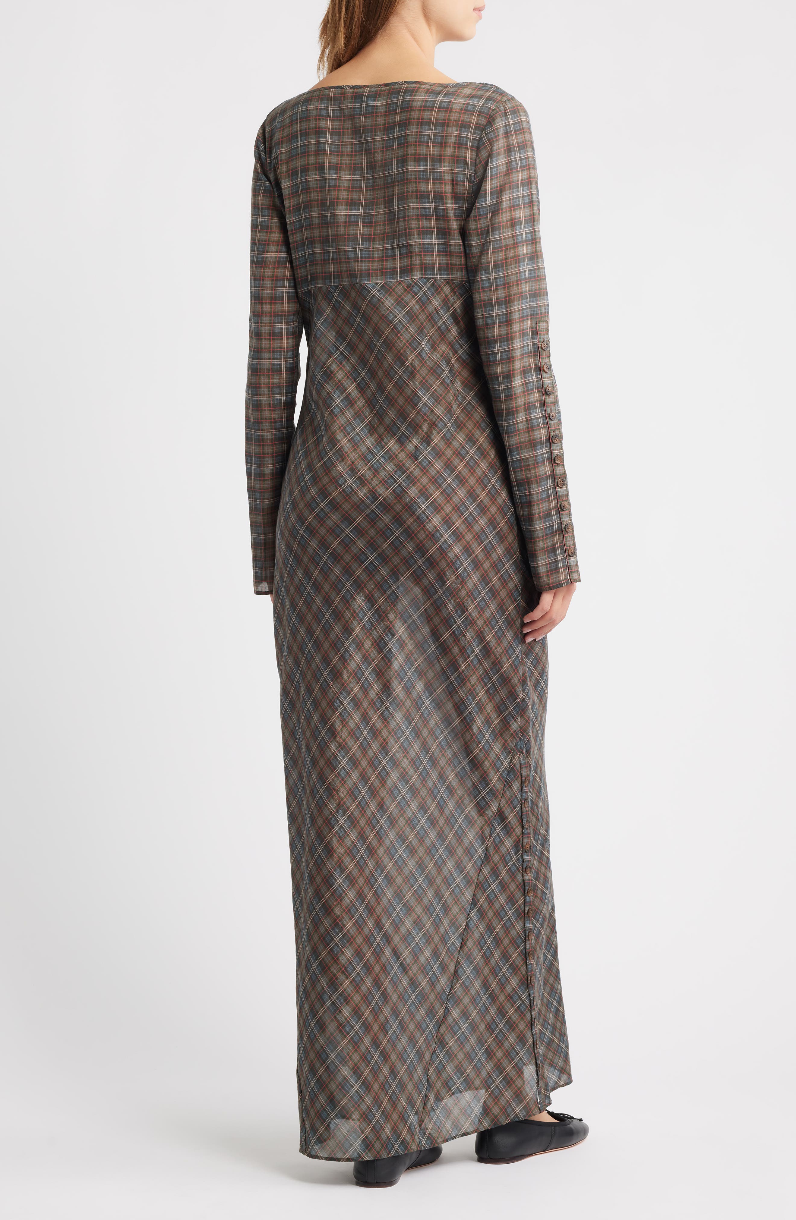 Marissa Sheer Plaid Maxi Dress - image 2