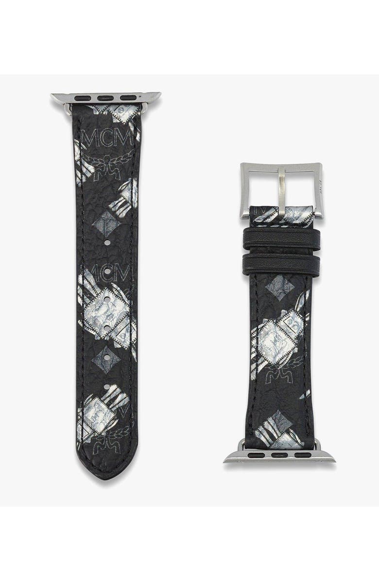 MCM 42-49mm Apple Watch Band in Rabot Rabot Visetos, Alternate, color, Black