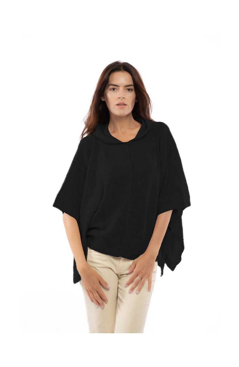 Monticelli Cashmere Pure Cashmere Button Hoodie Poncho, Main, color, Black