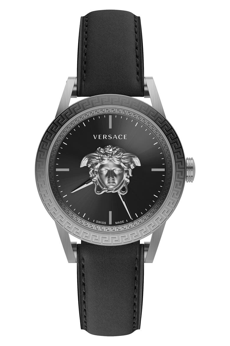 Men's Palazzo Empire Leather Strap Watch, 43mm, Main, color, STAINLESS STEEL