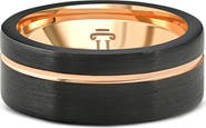Bliss Diamond Men's Brushed Black Tungsten Gold Plated Two Tone 8mm Ring Wedding Band