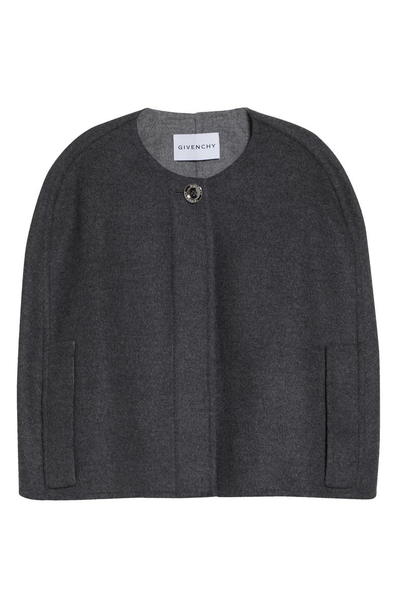 Givenchy Crop Wool & Cashmere Cape, Main, color, Dark Grey/ Grey