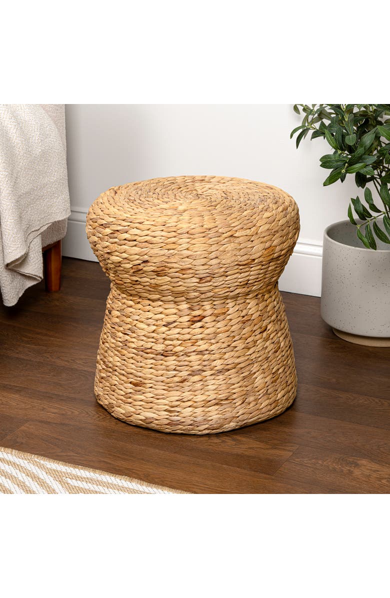 JONATHAN Y Alberto 18.5" Modern Bohemian Hand-Woven Hyacinth Mushroom Stool, Alternate, color, Natural