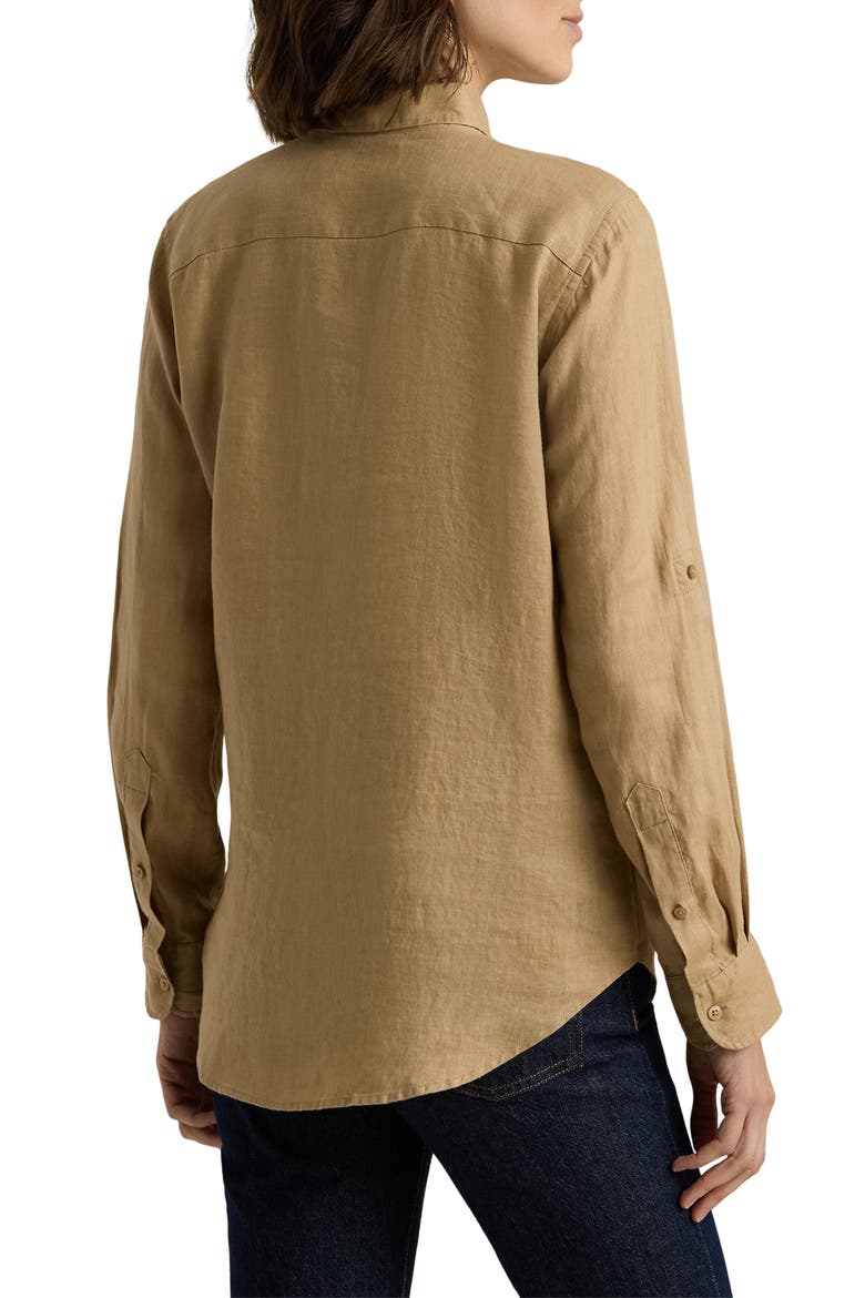 Relaxed Fit Linen Button-Up Shirt, Alternate, color, BIRCH BEIGE