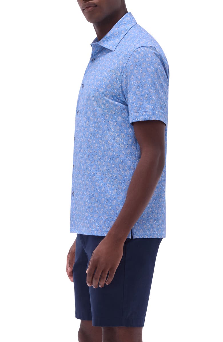 Bugatchi Milo OoohCotton<sup>®</sup> Print Short Sleeve Button-Up Shirt, Alternate, color, Air Blue