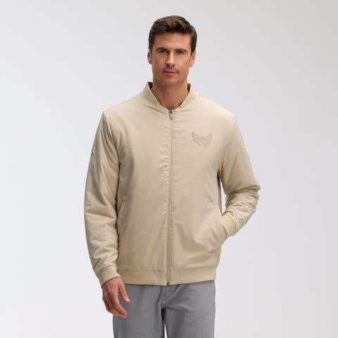 Men's Fanatics Tan Washington Capitals Authentic Pro Road Lightweight Full-Zip Bomber Jacket