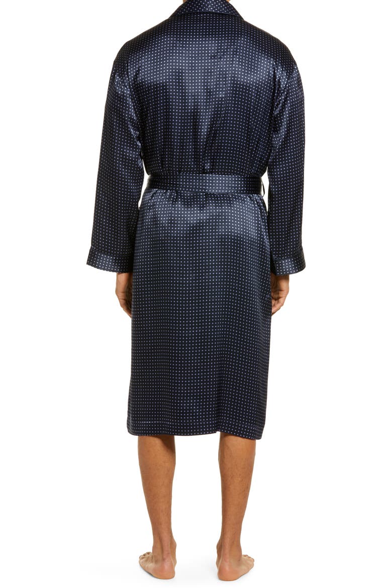 Dot Silk Robe, Alternate, color, NAVY DOT