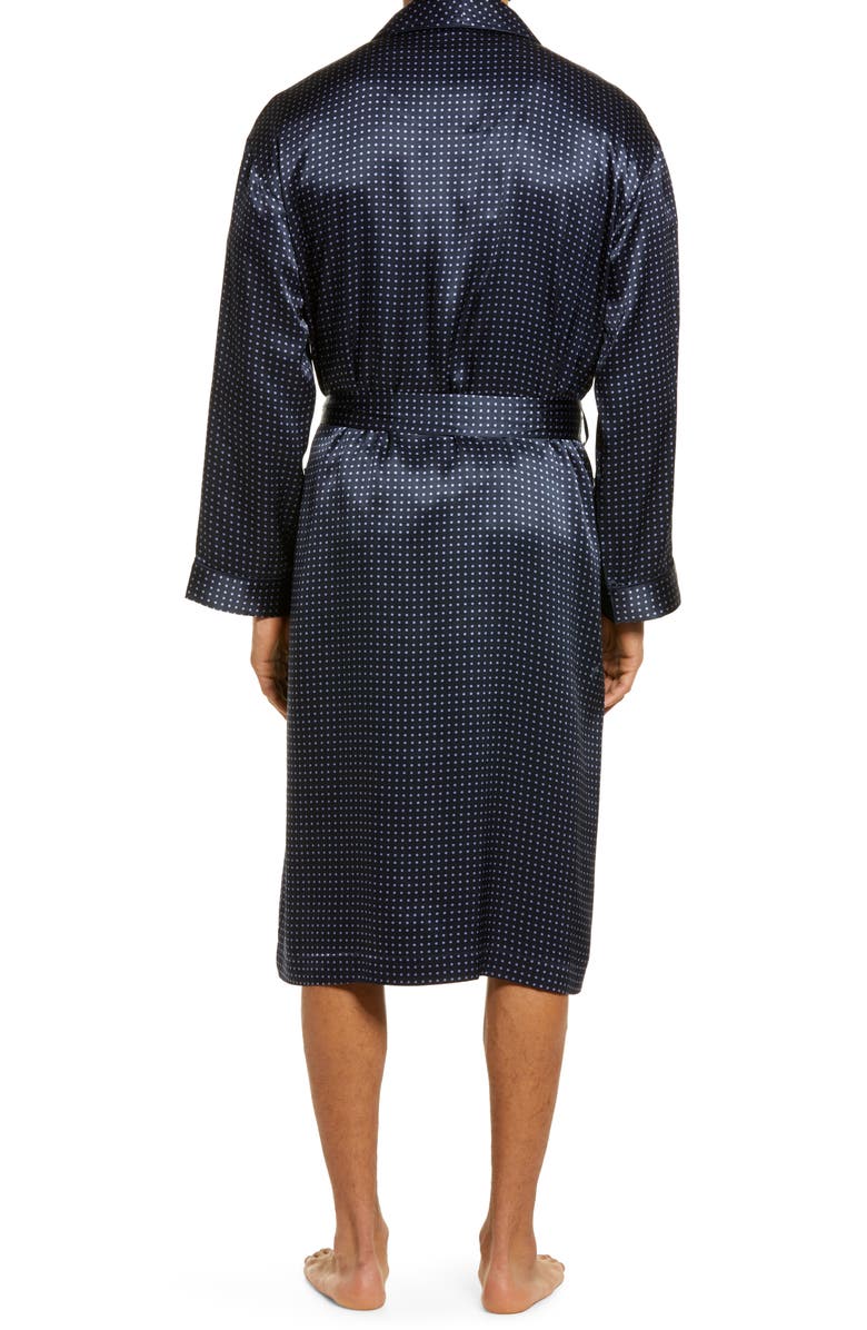 Majestic International Dot Silk Robe, Alternate, color, Navy Dot