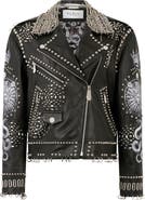 PHILIPP PLEIN Oversized Biker Jacket Studs Butterfly Tattoo Women