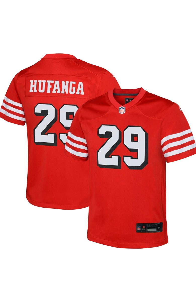 Nike Youth Nike Talanoa Hufanga Scarlet San Francisco 49ers Game Jersey, Main, color, 