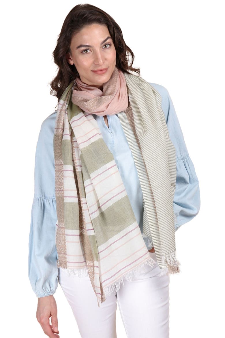 Color Block Stripe Scarf, Alternate, color, WHITE MULTI