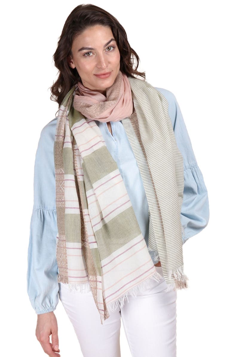 SAACHI Color Block Stripe Scarf, Alternate, color, White Multi