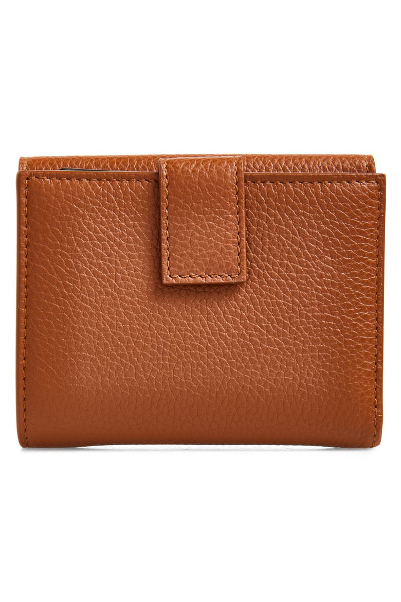 Double Gancio Leather Compact Wallet, Alternate, color, NEW COGNAC/T.MORO