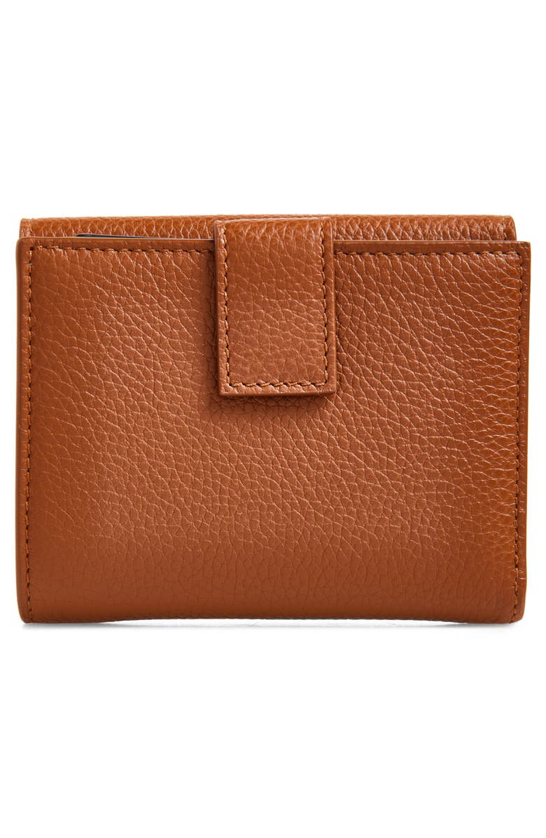 FERRAGAMO Double Gancio Leather Compact Wallet, Alternate, color, New Cognac/T.moro