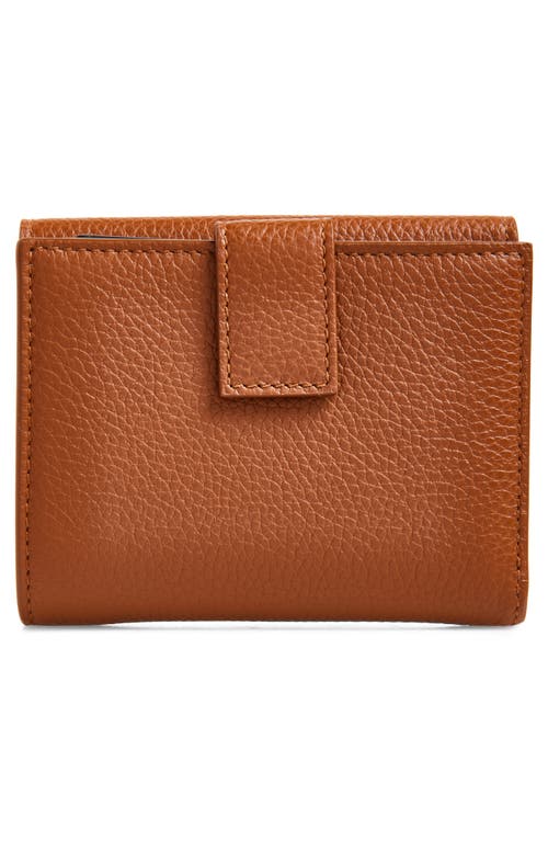 Ferragamo Double Gancio Leather Compact Wallet In Brown