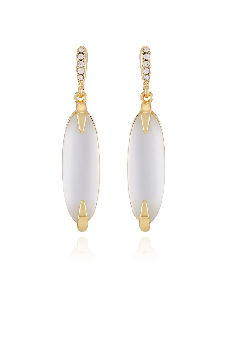 White Glass S Gold- Drop Earrings, Main, color, 14K Gold Plated