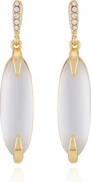 Vince Camuto White Glass S Gold- Drop Earrings