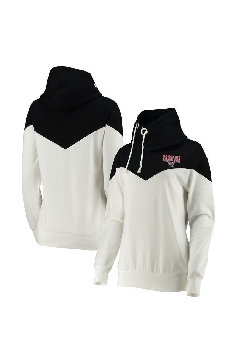 GAMEDAY COUTURE Women's Gameday Couture White/Black South Carolina Gamecocks Old School Arrow Blocked Cowl Neck Tri-Blend Pullover Hoodie, Main, color, 