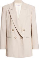 LaQuan Smith Shimmer Pinstripe Double Breasted Jacket