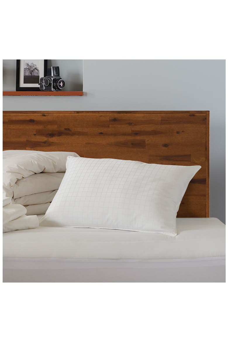 Overstuffed Gel Filled Dobby Windowpane Side/Back Sleeper Cotton Pillow, Alternate, color, WHITE